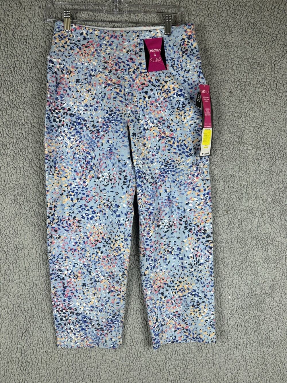 NEW Teez-Her Active M Women's Paint Splatter Capri Legging Crop Pants